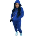 thumbnail image 2 of Fangasis Women Jogger Set Drawstring Tracksuit Sets Long Sleeve Two Piece Outfit Ladies Athletic Hooded Sweatshirts And Sweatpants Straight Leg Fitness Sweatsuits Blue S, 2 of 4