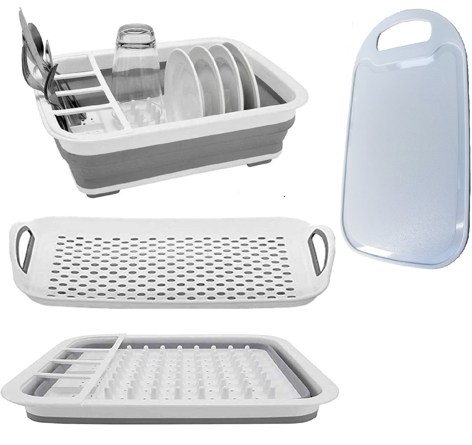 Collapsible Dish Drying Rack and Drainboard Set Portable Camp Dish