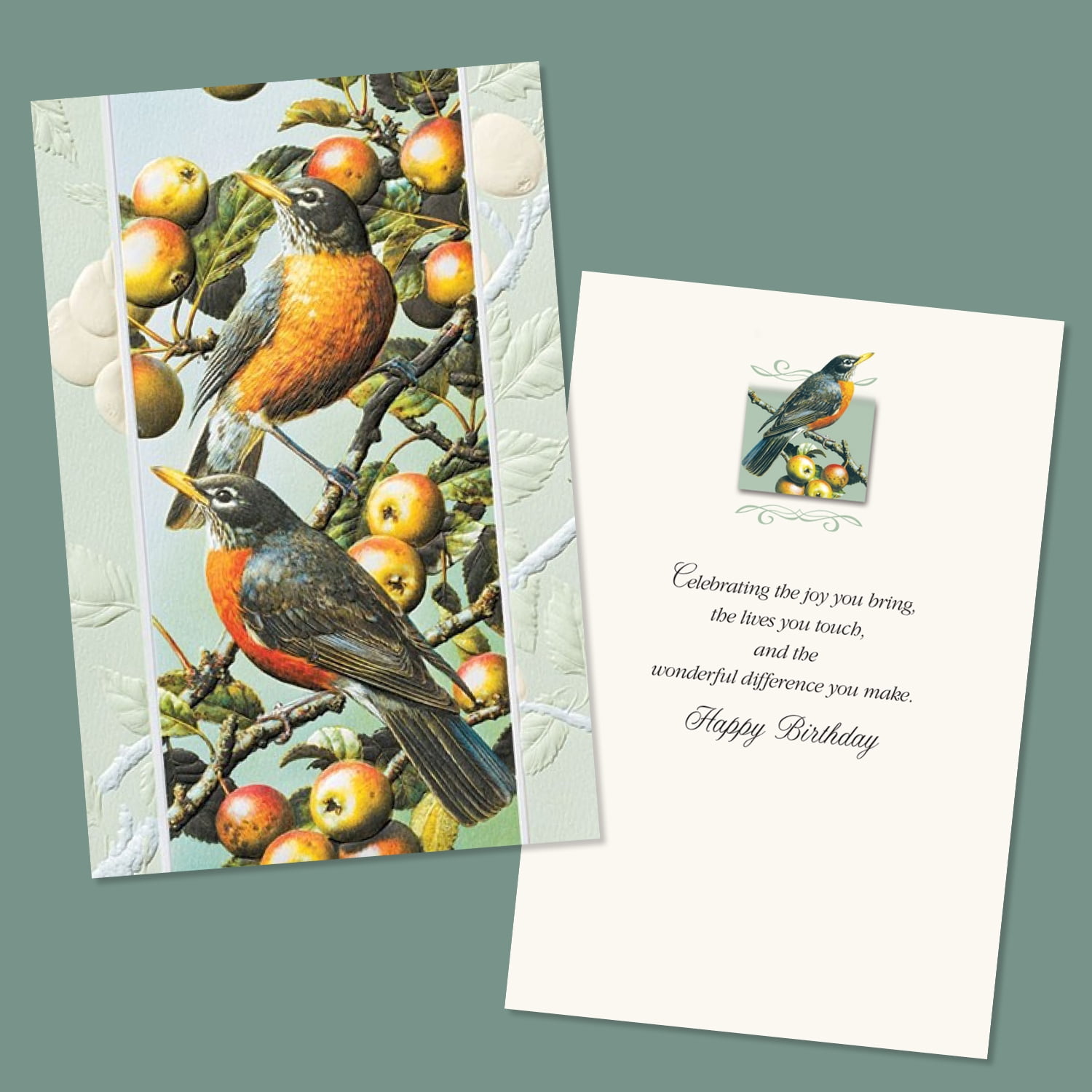 Pumpernickel Press Deluxe Embossed Birthday Card Assortment – “Wild Birds”, 30 Ct