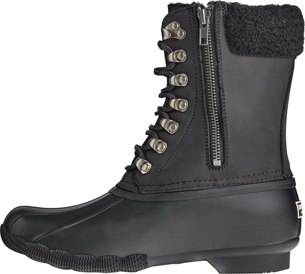 ★Sperry★Women's Saltwater Tall Cozy Boot★Black Sperry womens Saltwater Tall Leather Cozy Rain Boot, Black