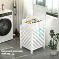 thumbnail image 3 of Bamboo Laundry Hamper with Lid, 120L Large Clothes Laundry Sorter with Removable 2-Section Liner Bag, Raised Laundry Basket Organizer for Clothing, Bathroom, Bedroom, Laundry Room, White, 3 of 15