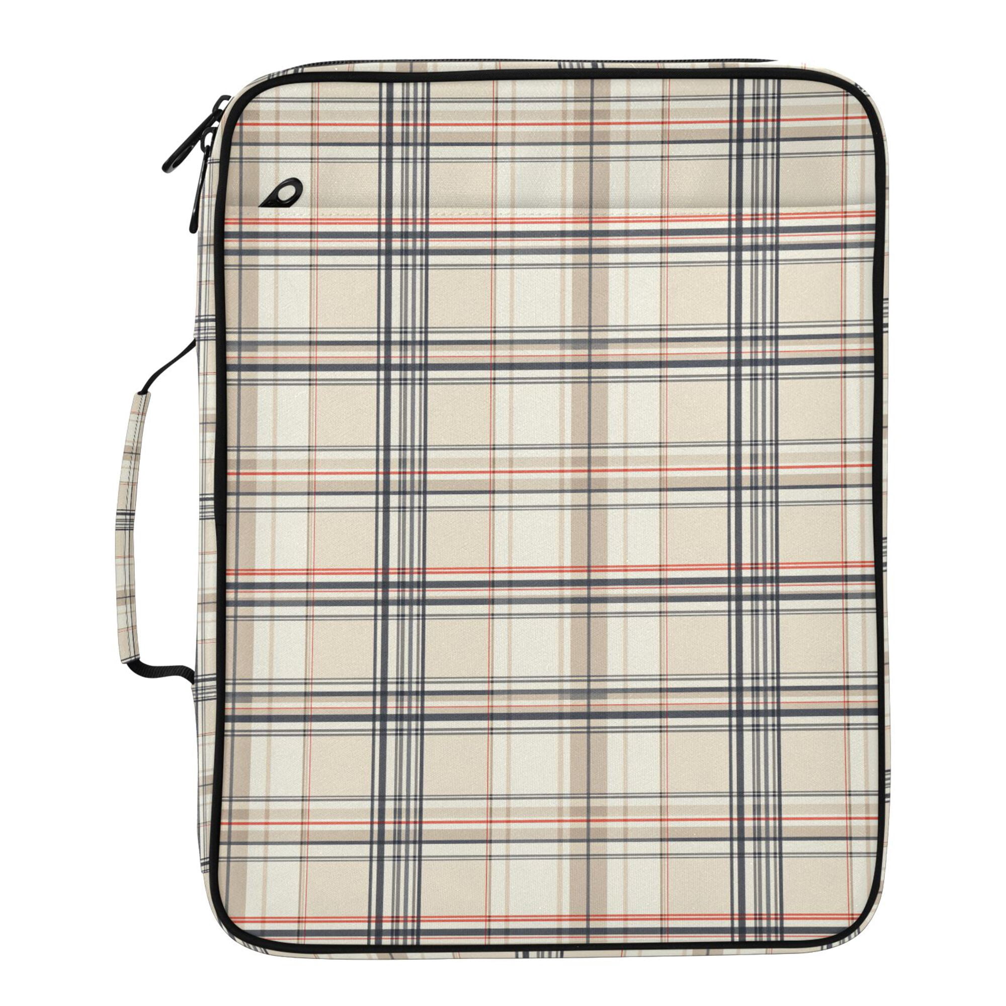 FORMRS Accordion File Folder A4 Size 7-Pocket Expanding Document Organizer Bag with 3 Ring Binder, Beige Plaid Pattern