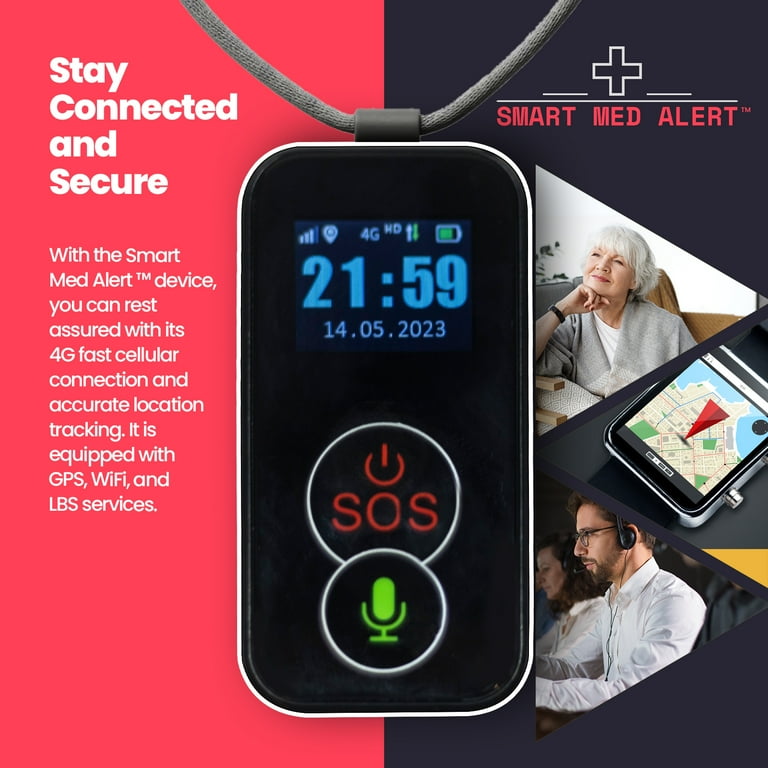 Smart Med Alert Cellular Medical Alert Pendant for Seniors Wearable Panic Button Necklace Walmart