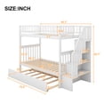 thumbnail image 4 of Twin over Twin Bunk Bed with Trundle Bed and 4 Storage Shelves, Wooden Frame Bed with Stairway and Safety Fence,Can be Split Into Two Separate Beds, White, 4 of 9