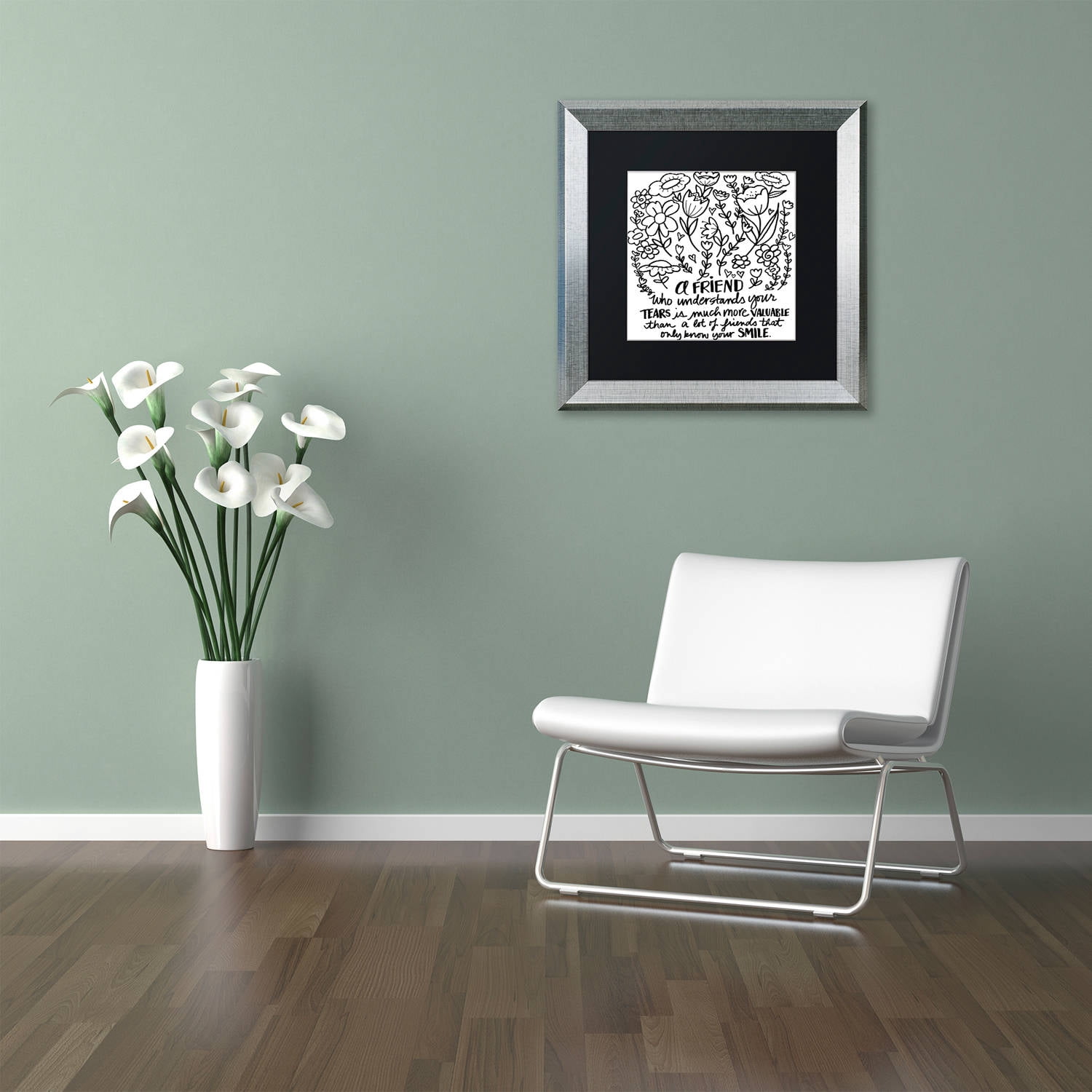 Trademark Fine Art "A Friend" Canvas Art by Elizabeth Caldwell, Black Matte, Silver Frame