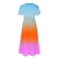 thumbnail image 5 of Up to 65% off!Summer Beach Dress for Women 2024 Plus Size Casual Short Sleeve Crewneck Dress Casual Flowy Tiered Maxi Beach Dress With Pockets Gradient Print Dress, 5 of 7