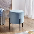 thumbnail image 2 of ZXNYH Multifunctional Vanity Stool Chair, Soft Velvet Round Footrest Stool Ottoman with Metal Legs, Modern Decorative Furniture Vanity Chair for Makeup Room, Bedroom, Living Room, 2 of 7