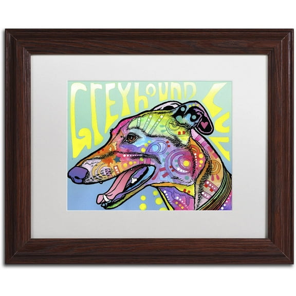 Trademark Fine Art 'Greyhound Luv' Canvas Art by Dean Russo, White Matte, Wood Frame