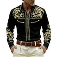 thumbnail image 4 of SXCXLSA Western Shirts For Men Cowboy Embroidered Long Sleeve Button Collar Shirt Regular Fit Business Casual Blouse With Floral Design Black L, 4 of 4