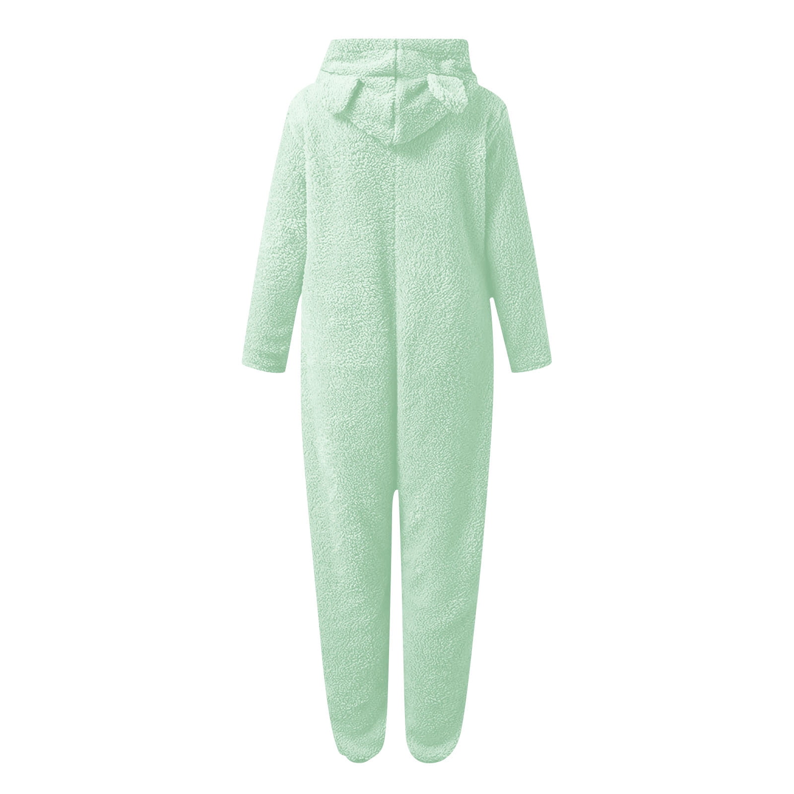 nerohusy Girls Fleece Zip Up Jumpsuits with Eye Mask Built In Kids Cat Ears Hooded Rompers Cozy Fuzzy Cute Animal Onesie Winter Warm Zipper Playsuit Green,11 Years