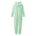 thumbnail image 5 of Cethrio Girls Winter Pajama Sets, Long Sleeve Fleece One-piece Zipper Sleepwear for Girl Green Size 9-10 T, 5 of 6