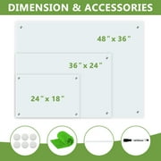 Magnetic Glass Whiteboard 48'' x 36'' Large Tempered Glass Dry Erase Board for Wall, Frameless Whiteboards Magnetic Dry Erase White Board for Wall