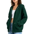 thumbnail image 4 of Edvintorg Oversized Hoodies for Women Long Sleeve Loose Casual Sweatshirt Drawstring Zip up Hooded Top with Pocket Women’S Clothing Green M, 4 of 7