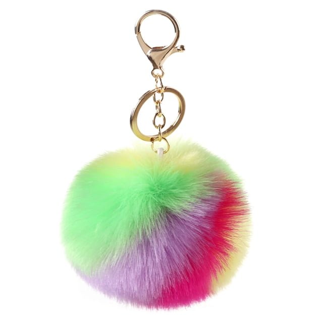 Pom Pom Keyring Faux Fur Decorative Fuzzy Ball Keychain Bag Charm for Women
