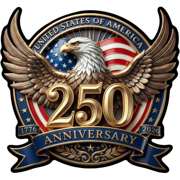 250th Anniversary 1776-2026 American Patriot Eagle Car Window Decal Bumper Sticker for Car Truck Laptop Independence Day Decor
