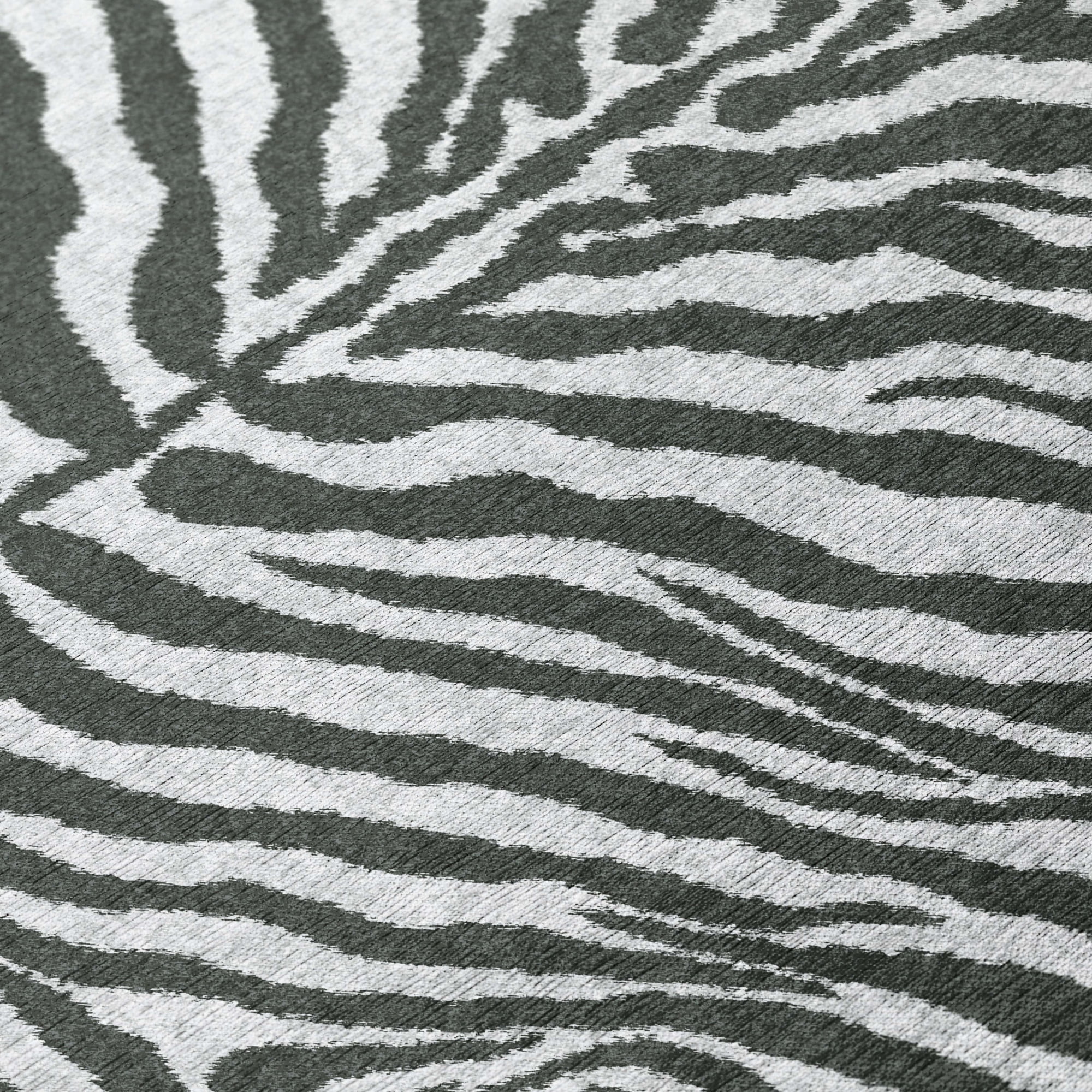 Safari Black and White Tiger/Zebra Animal Print 9' x 12' Non-Skid Area Rug