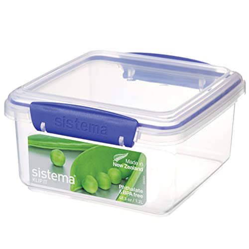 Sistema Blue 3 Compartment  Klip It 1.4L Lunch Cube Box Container 