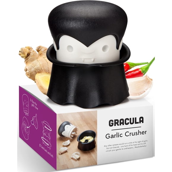 OTOTO Gracula Garlic Press, Garlic Mincer, Garlic Peeler Crusher, Halloween Kitchen - Also for Ging