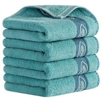 Unique Bargains Soft Absorbent Decorative Hand Towels Set Lake Blue 4 Pcs