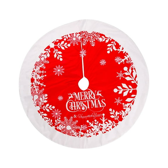 Tkrady Christmas Tree Skirt Red and WhiteTree Skirt Ornaments Soft Plush Christmas Tree Mat with Snow Pattern for Decorations Holiday Party Indoor Outdoor 48 Inches