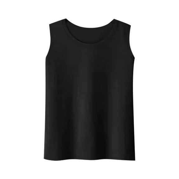 Summer Tank Top for Women Sleeveless Crew Neck Solid Color Knitted Tee Shirt Slim Fitted Basic Workout Cami