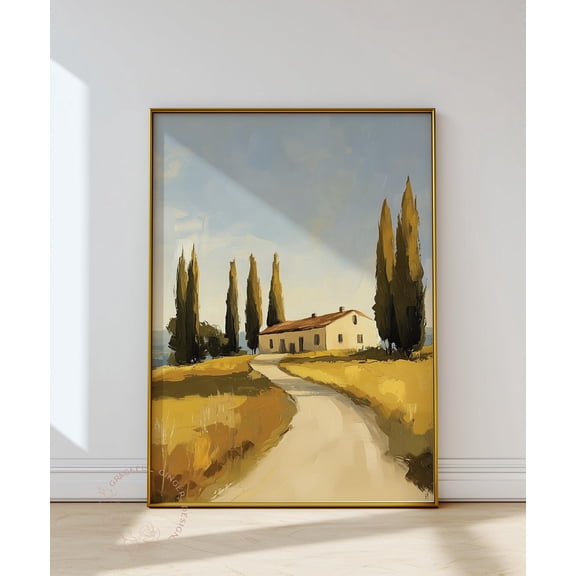 Tuscan Countryside Wall Art, Vintage Landscape Home Decor UNFRAMED Poster, Wall Art for Decor, Present, 8x12
