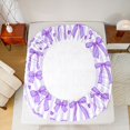thumbnail image 4 of Manfei Cute Purple Bowtie Fitted Sheet Full,Fashion Bowknot Heart Print Bed Set,3pcs,1 Fitted Sheet and 2 Pillowcases, 4 of 6