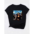 thumbnail image 3 of Womens Graphic T-Shirt - Bold Oil Painting Figure Print - Comfortable Sportswear Top with Short Sleeves and Crew Neck - Trendy Fitness Wear for Active Women, 3 of 7