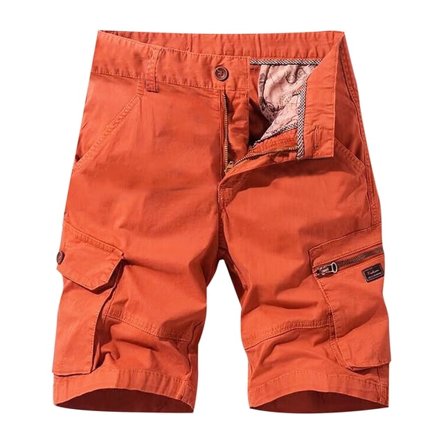 Gibobby Shorts Cargo Classiques pour Hommes, Shorts de Randonnée Imperméables Coupe Ample avec Multi-Poches (Rouge, 28)