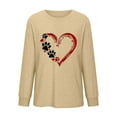 thumbnail image 4 of Trendy Sweatshirts Womens Long Sleeve Crew Neck Dog Paws Love Heart Print Pullover Tee Shirt Fall Winter Tops (M, Khaki), 4 of 4