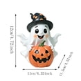 thumbnail image 3 of 4.2 Inch Witch Hat Ghost Pumpkin Figurine, Resin Spooky Table Statue, Tiered Tray Ornament for Mantel Shelf and Halloween Party Decor, 3 of 7
