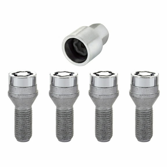 McGard Wheel Lock Bolt Set For BMW 740Ld xDrive 2015 | Cone Seat | M14 x 1.25 | 17mm Hex | 27.3mm Shank Length | 4-Pack | Chrome