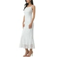 thumbnail image 4 of INSPIRE CHIC Women's Dress Floral Lace  Square Neck Spaghetti Strap Bodycon Cocktail Maxi Dress 2XL White, 4 of 6