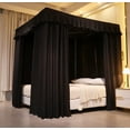 thumbnail image 2 of Elastic Roof Style Four Corner Post Princess Bed Canopy Curtains Cozy Breathable Tent Canopy Mosquito Net for Girls & Adults Bedroom Decoration (Black,59-64" W*82" L*82"*H/(Queen)), 2 of 14