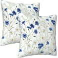 thumbnail image 2 of Blue and White Daisy Pillow Covers 18x18 Set of 2, Spring Flowers Throw Pillow Covers Outdoor Decorative Pillow Case for Couch Bed Sofa Cushion Home Decor, 2 of 6