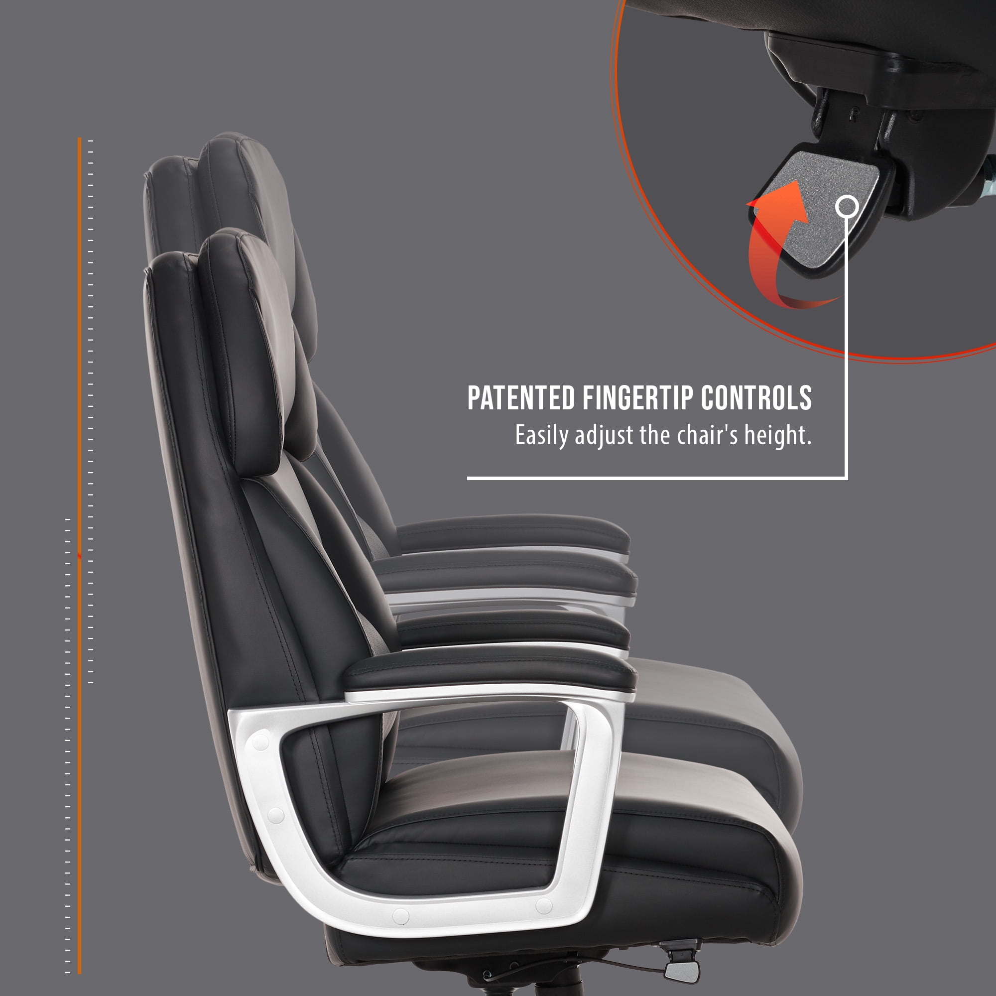 Shaquille O'Neal Rion Ergonomic Heavy-Duty Office Chair, PureSoft Upholstery, High-Back Desk Chair with 400 lb Capacity, Black