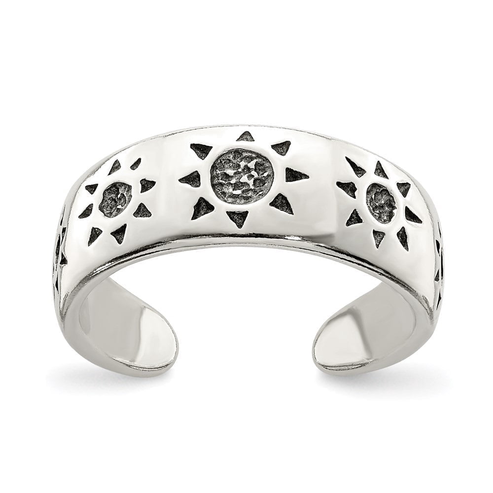 Diamond2Deal 925 Sterling Silver Antiqued Sun Adjustable Toe Ring for Women