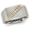 thumbnail image 1 of Mens Titanium Brushed Diamond Wedding Band Ring 1/5 Carat (ctw), 1 of 5