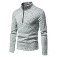 thumbnail image 2 of Gvmfive Men's Solid Half Open Collar Zipper Long Sleeve Casual Tops, 2 of 5