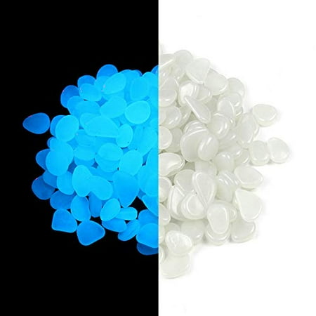 Outdoor Patio Stones Glow in the Pebbles Stones, 2lb 400PCS, for Indoor and Outdoor Walkways Garden Driveway Large Bag Powered By Light And Solar (White) ()
