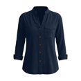 thumbnail image 4 of Neewe Womens Classic Plain Shirt Casual Collar Long Sleeve Loose Fit Button Down Tops Daily Outfits, 4 of 5