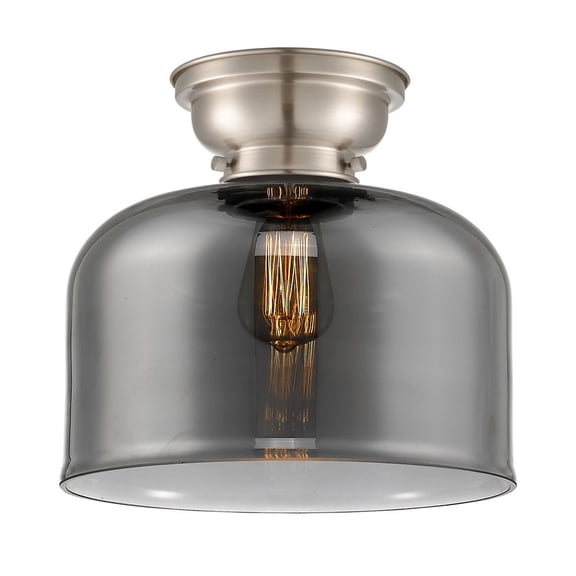 623-1F-SN-G73-L Innovations Lighting Bell - 1 Light Flush Mount In Industrial Style-9.4 Inches Tall and 12 Inches Wide-Brushed Satin Nickel