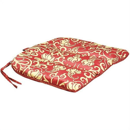 Outdoor Wrought Iron Seat Cushion, Ming Red with Stripe