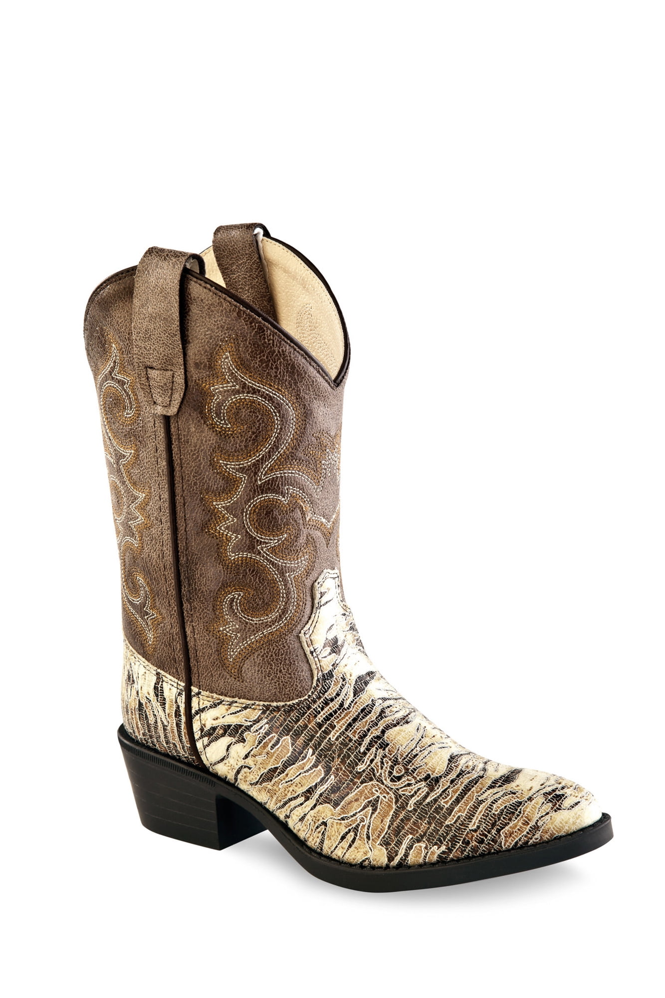 Old West Jama - Old West Tan/Natural Kids Boys Faux Leather Lizard Cowboy Boots 8.5D - Walmart 