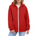 thumbnail image 1 of Comdrip Veste Légère pour Femmes! Veste Chaude Coupe-Vent Imperméable à Blocs de Couleur pour Femmes, Coupe-Vent d'Extérieur, Veste de Randonnée, Veste de Randonnée pour Femmes Légère Rouge m, 1 of 5