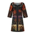 thumbnail image 3 of SMihono Robe d'Été pour Femmes Grande Taille Mode Vintage Africain Imprimé Manches Mi-Longues Col en V Robe Décontractée Mini, 3 of 9