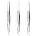 thumbnail image 1 of LUXXII (paquete de 3) Pinzas inclinadas – Pinzas de precisión de punta inclinada de acero inoxidable para depilación de cabello y cejas, cuidado personal (tono plateado), 1 of 5