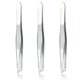 thumbnail image 1 of LUXXII (paquete de 3) Pinzas inclinadas – Pinzas de precisión de punta inclinada de acero inoxidable para depilación de cabello y cejas, cuidado personal (tono plateado), 1 of 5