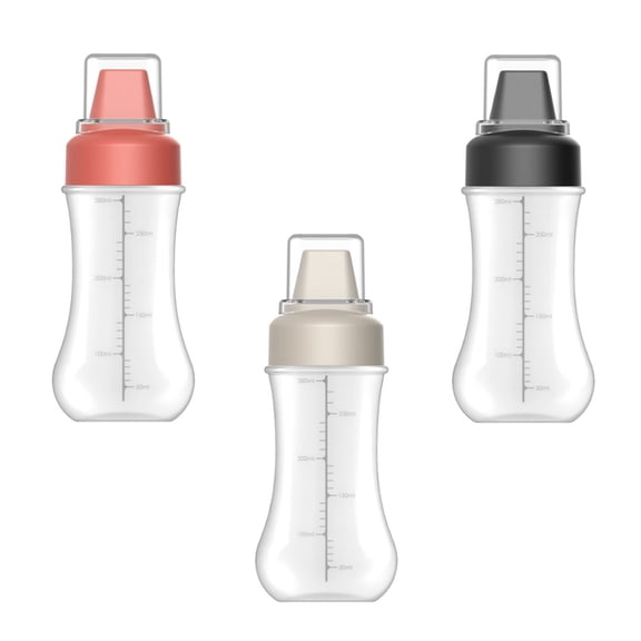 FOMIYES Set of 3 Transparent Plastic Squeeze Bottles with 5-Hole Sauce Dispenser, Assorted Colors for Kitchen and BBQ
