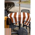 thumbnail image 5 of Outdoor Tablecloth with Umbrella Hole and Zipper, Burnt Orange Stripe Waterproof Patio Tablecloth for Dining 60''x60'', Farmhouse Striped Abstract Art Wipeable Table Cover for Picnic BBQ Party Patio, 5 of 9
